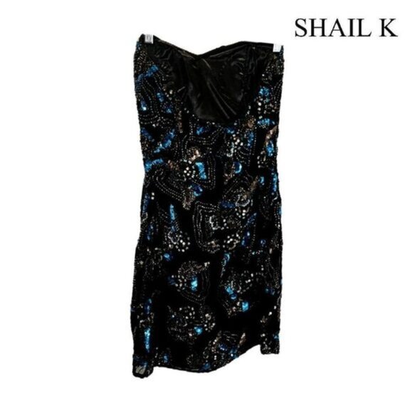 Shail K Women's Strapless Sequin Short Cocktail Dress  Hand‎ Beaded Prom gown - Picture 3 of 8